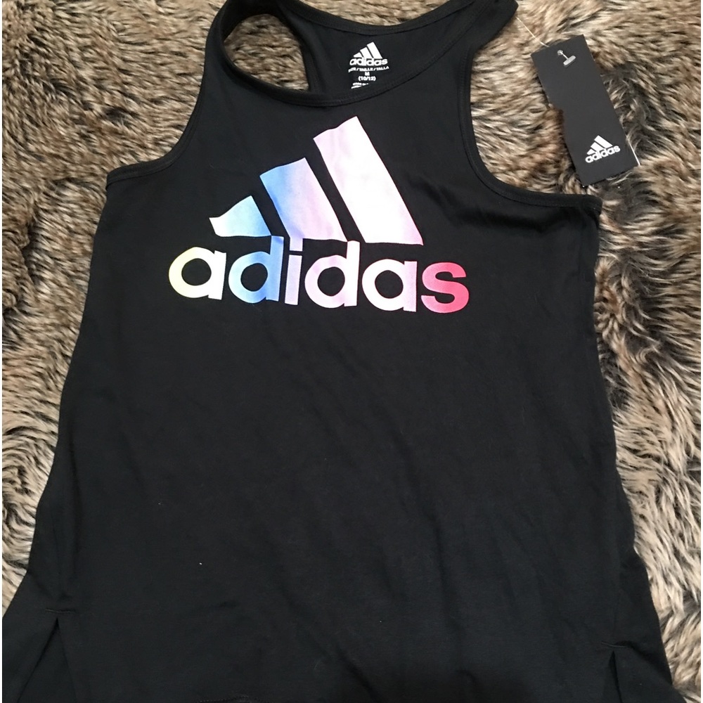 Adidas Rainbow Ombré Logo Racerback Tank Black *Size M 10/12*